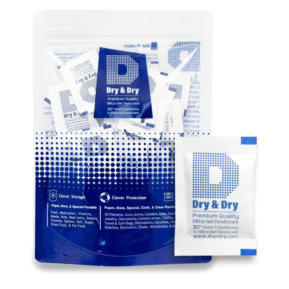 Dry & Dry Silica Gel 100 Packs • Food Safe Moisture Absorber • Reusable